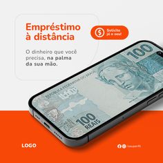 a phone with an image of a woman's face on it and the words emprestimo distancia written in spanish