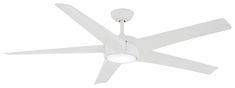 a white ceiling fan with three blades