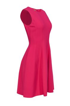 Pop in pink wherever you go with this bright and bold frock from Michael Kors Collection! Made in a classic fit and flare silhouette with a vibrant pink hue, this simple yet eye-catching piece is perfect for cocktail parties, networking events and everything in between! Add a hint of glitz with sparkly pumps and you’ll be sure to stun and shine! Size 4 96% Wool, 4% Spandex Made in Italy Concealed back zipper Unlined Fit and flare silhouette Round neckline Sleeveless Bust 32” Waist 28” Shoulder t Feminine Pink A-line Sleeveless Dress, Pink A-line Sleeveless Dress, Pink A-line Sleeveless Feminine Dress, Pink Sleeveless Dress For Work, Pink Fitted A-line Sleeveless Dress, Pink Stretch A-line Dress, Pink Sleeveless Fit And Flare Dress, Chic Michael Kors Dress For Work, Chic Michael Kors Workwear Dresses