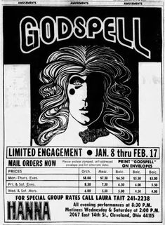 an advertisement for the band godspelly, which is performing at the rock and roll hall