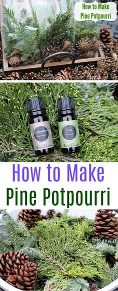 how to make pine potpouri in glass bottles with pine cones on the side