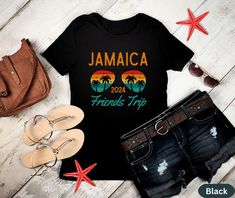 Looking for a cute, matching set of family trip vacation shirts for a Jamaica Holiday in 2024 for the all ages?   If you are looking for a unique way to commemorate your upcoming friends or family vacation? Look no further than our custom family vacation shirt! Whether you're planning a cruise, a beach trip, or a Christmas  vacation, our shirts are perfect for capturing all the memories together. Plus, our designs are totally customizable with your family name and location of your trip - so you Casual Black T-shirt For Family Vacation, Summer Travel Cotton Shirt, Casual Letter Print Shirt For Family Vacation, Casual Shirt With Letter Print For Family Vacation, Casual Summer Shirt For Family Vacation, Casual Cotton Shirt For Family Vacation, Black Crew Neck Top For Vacation, Family Matching Vacation T-shirt, Summer Travel Cotton Tops