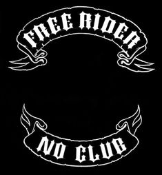 two black and white logos with the words free riders no club