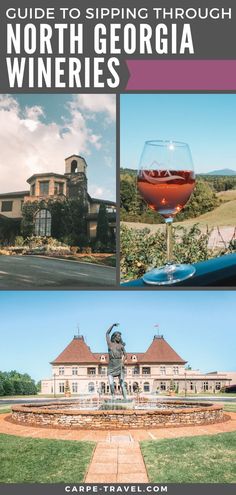 the guide to spring through north georgia wineries, including an image of a large house and