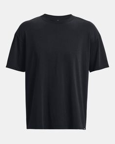 Heavyweight, soft cotton-blend fabric provides all-day comfort|Ribbed collar|Drop hem shoulder for an oversized fit & feel Casual Solid Color Under Armour Tops, Casual Under Armour Tops, Under Armour Relaxed Fit Crew Neck Top, Heather White, Under Armour, Top Shirt, Loose Fitting, Cotton Blend, Short Sleeves