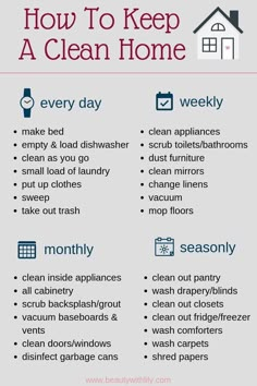 how to keep a clean home in the winter and summer months with this printable checklist