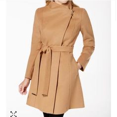 Nwot. Fit True To Size. Camel Peacoat, Belted Wrap Coat, Wool Wrap Coat, Aritzia Babaton, Plus Size Designers, Wrap Coat, Camel Coat, Belted Coat, Plus Size Shopping