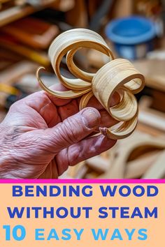 a hand holding a wooden object with the words bending wood without steam 10 easy ways