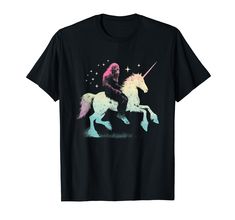 an image of a unicorn riding on the back of a horse