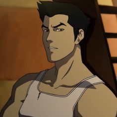 an animated image of a man in a tank top