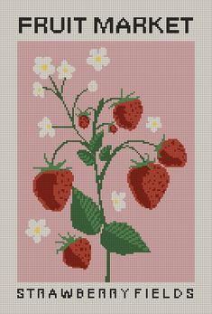 a cross stitch pattern with strawberries on it