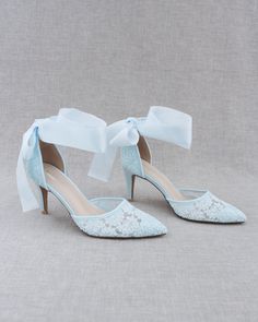 Light Blue Crochet Lace Pointy Toe Heels With Wrapped Satin Tie, Women Wedding Shoes, Bridesmaid Shoes - Etsy High Heel Wedding Shoes With Laces, Elegant Pointed Toe Wedding Shoes With Laces, Lace-up Lace Wedding Shoes For Formal Occasions, Fitted Lace-up Lace Wedding Shoes, Formal Lace Wedding Shoes With Lace-up Design, Formal Lace-up Lace Wedding Shoes, Lace High Heel Wedding Shoes With Laces, Lace Wedding Shoes With High Heels And Laces, Lace-up Bridesmaid Wedding Shoes