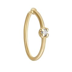 Add a dazzling touch to your look with this eye-catching 14k gold diamond accent nose ring. Add a dazzling touch to your look with this eye-catching 14k gold diamond accent nose ring. 22 gauge Length: 9 mm Metal: 14k gold Finish: polished Packaging: boxedDIAMOND DETAILS Total weight: less than 1/10 ct. Shape: round Setting: prong Diamond weights are approximate. Diamond total weights may vary between .01 and .08 ct. Some diamonds have fewer than 17 facets. Gemstones may have been treated to enha Elegant Hoop Septum Ring For Anniversary, Elegant 14k Gold Round Septum Ring, Wedding Yellow Gold Diamond Nose Rings, 14k Gold Nose Rings For Wedding, Yellow Gold Diamond Nose Rings For Gift, Yellow Gold Diamond Nose Rings As Gift, 14k Gold Hoop Rings With Diamond Accents, Yellow Gold Nose Rings With Prong Setting For Wedding, Elegant 14k Gold Huggie Septum Ring