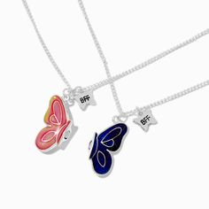 Claire's Best Friends Split Butterfly Pendant Necklaces - 2 Pack Piercing Kit, Bff Necklaces, Festival Accessories, Butterfly Pendant Necklace, Fashionable Jewelry, Birthday List, Jewelry And Accessories, Butterfly Pendant, 14kt Gold