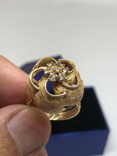 this rare beautiful hand-made tested 14k gold with7 and clear sapphire, ring size 7 and it is weight about 5.5 grams, solid 14k gold, the flower crown of the ring are 19.7mm around. this ring makes an excellent gift for her 💥💖 Vintage 14k Gold Flower Ring With Rose Cut Diamonds, Vintage Flower Shaped Jewelry With Rose Cut Diamonds, Antique Gold Sapphire Ring With Brilliant Cut, Heirloom 14k Gold Flower Ring With Rose Cut Diamonds, Heirloom Diamond Flower Ring In Yellow Gold, Formal Yellow Gold Flower Ring With Center Stone, Victorian 14k Yellow Gold Flower Ring, Victorian Style 14k Yellow Gold Flower Ring, Vintage Flower Ring With Center Stone For Anniversary