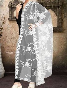 Rose embroidered white net dupatta White Organza Dupatta With Chikankari Embroidery, White Chikankari Embroidered Organza Dupatta, Lace Work Dupatta For Wedding, Elegant Sheer Dupatta For Eid, White Resham Embroidery Shawl, Festive Sheer Dupatta For Wedding, Elegant White Embroidered Fabric With Dupatta, Elegant White Embroidered Dupatta Fabric, Unstitched White Organza Dupatta