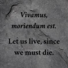 a stone with the words virams, morrendum est let us live, since we must die