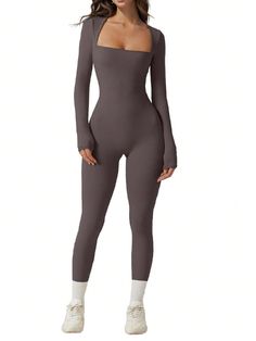 Material: 85% polyester 15% spandex
Style: Bodycon Jumpsuit
Top Print: Solid
Sleeve Length: Long Sleeve
Sleeve Type: Long Sleeve
Length: Full Length
This is a long sleeve full-length leggings jumpsuit with a square neckline
Bodycon jumpsuit with stretch feature.
Great for party,workout,vacation,casual,daily,loungewear and leisure time.
Hand wash or delicate cycle.No bleaching.Low iron if needed.Women's Sexy Square Collar Long Sleeve Slim Jumpsuit Dusty Purple Casual  Long Sleeve  Plain Other Slight Stretch  Women Clothing, size features are:Bust: ,Length: ,Sleeve Length: Bodycon Jumpsuit Outfit, Slim Jumpsuit, Bodycon Jumpsuit, Jumpsuit Outfit, Dusty Purple, Leisure Time, Long Jumpsuits, Long Sleeve Bodycon, Low Iron