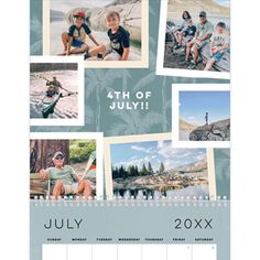 a calendar with pictures of people sitting on the beach