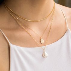 St Christopher Necklace, Keshi Pearl Necklace, Detailed Necklace, Box Chain Necklace, Baroque Pearl Necklace, Pearl Hoop Earrings, Everyday Necklace, Jewelry Choker, Chain Necklaces