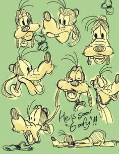 some cartoon characters with different expressions and expressions on their faces, including the face of mickey mouse