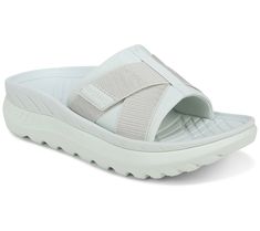 Ahhh, sweet relief. That's what you'll get when you slip your tired tootsies into these unisex recovery sandals. The sporty slides feature a soft neoprene upper with an adjustable hook-and-loop cross strap and a cushioned lining for maximum comfort and support.  Offering a fashion-forward take on recovery footwear, these shoes pair well with your casual and athleisure looks. Wear them after a low-impact workout, while you're walking the dog, or when you're padding around the house on a lazy Sund Recovery Sandals, Low Impact Workout, Cross Straps, Slide Sandals, Athleisure, Fashion Forward, Fashion Shoes, Sandals, My Style