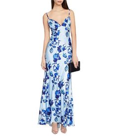 Sleeveless Silk Floral Print Evening Dress, Sleeveless Silk Evening Dress With Floral Print, Fitted V-neck Evening Dress With Floral Print, Formal Floral Maxi Dress With Sweetheart Neckline, V-neck Evening Dress With Floral Print, Formal Maxi Dress With Floral Print And Sweetheart Neckline, Formal Floral Print V-neck Gown, Sleeveless Floral Print Gown For Prom Season, Sleeveless Floral Print Gown For Prom