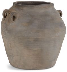 a large clay pot with two handles