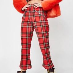 I Bought These But They Were Too Small. I’d Say They’d Fit An Extra Small Better. I Am A 26 In Pants And I’d Say These Fit A 25 Better. Their Website Says This Is A Small But I Dooo Notttttt Believe It Haha Red Plaid Pants, True Red, Plaid Pants, Pants Color, Red Plaid, Lady In Red, Pant Jumpsuit, Clothing And Shoes, Pants For Women