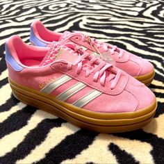 Send Offers. I May Accept 100% Authentic Straight From Adidas Very Lightweight And Comfortable For Summer Can Be Easily Styled Shipping Same Day / Next Day (Unless Holiday) Adidas Sneakers With Gum Sole, Adidas Gazelle Bold, Gazelle Bold, Pink Metallic, Adidas White, Swag Shoes, Shoes Adidas, Pink Kids, Pink Adidas