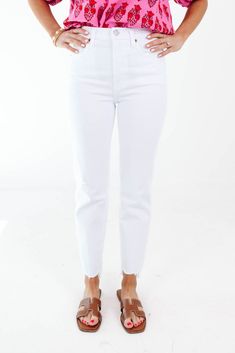 Pistola Charlie High Rise Straight Jeans - White Vintage High Rise Straight Jeans, Jeans White, Straight Jeans, Denim Dress, White Vintage, White Jeans, Cool Style, High Rise, Twist