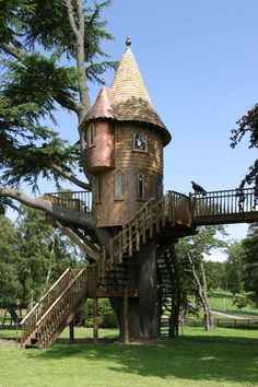 a castle like structure in the middle of a park