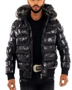 Trendy Fashion Avenue George V Paris Puffy Men Black solid Puffer Jacket Warm High Fur on Hood, Mens Coats Jackets Black Quilted Hooded Parka, Black Quilted Winter Parka, Quilted Black Parka For Winter, Quilted Black Winter Parka, Black Quilted Hooded Jacket For Winter, George V Paris, Black Puffer Jacket, Black Puffer, Men's Coats & Jackets