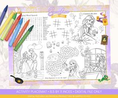 disney princess coloring pages with crayons and markers