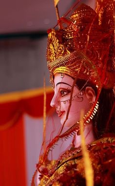 a close up of a person wearing a costume and headdress with feathers on it