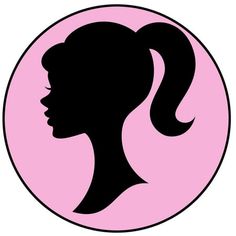 the silhouette of a woman's head in a pink circle