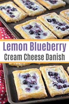 lemon blueberry cream cheese danish on a baking sheet