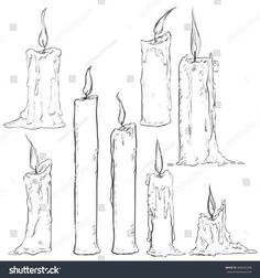 six candles with different shapes and sizes