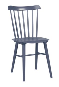 a blue wooden chair against a white background