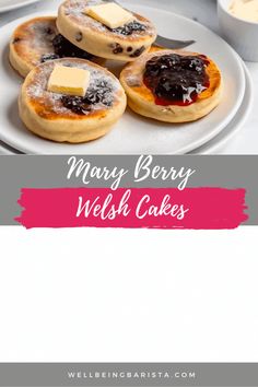 mary berry's english muffins with blueberries and butter on the top