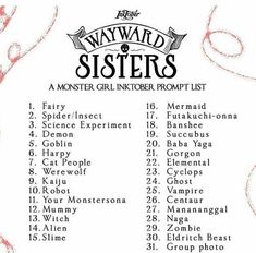 a poster with the names and dates for many sister's day events on it