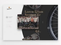 a brochure with an image of people on bikes and the words, lorem epsum sacrum ec