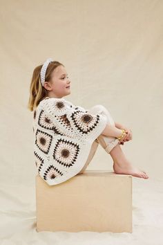 Anthropologie Andersen + Lauth Amber Crochet Cardigan Poncho One Size NWOT $99 Black Line On Inside Label To Prevent Returns New Without Tags Hand Crochet For Anthropologie Part Of Mommy And Me Collection The adult sweater is open Front. Childs is poncho style with closed front. Limited-edition collection offers oh-so-special outfit options for springtime occasions, family photos, and making memories you will treasure forever. This sweetly crocheted poncho is perfect for chilly mornings and bree Crochet Kids Cardigan, Granny Square Poncho, Crochet Tank Tops, Gifts Crochet, Crocheting Patterns, Crochet Kids, Kids Cardigans, Beginners Crochet, Crochet Toddler