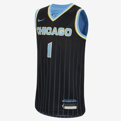 Pay tribute to your team in this Chicago Sky Jersey. Made from lightweight, sweat-wicking technology with squad colors and print, it helps keep you comfortable in a replica design of what Diamond DeShields wears on the court. Basketball Team Logo Cotton Jersey, Cotton Basketball Jersey With Team Logo, Black Throwback Jersey For Sports Events, Throwback Black Jersey For Sports Events, Black Cotton Jersey For Fan Gear, Black Cotton Jersey For Sports Events, Collegiate Sports Jersey, Team Logo Jersey For Sports Season, Sportswear Jersey With Team Logo For Sports Season