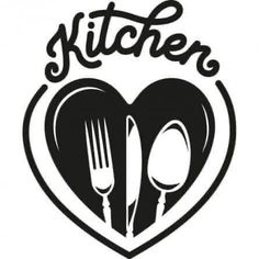 a heart shaped sign that says kitchen with utensils in it