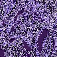 a blue and white paisley pattern on a black background