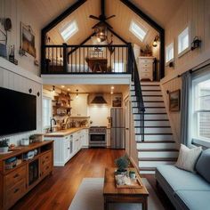 Loft Design Ideas, Houses By The Sea, Tiny House Tour, Urban Aesthetic, Loft House, Tiny Spaces