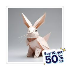 an origami bunny rabbit is on sale for the first time in 50 % off