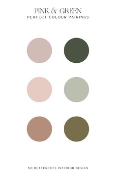 the pink and green color palette is shown in four different colors, including dark brown, light