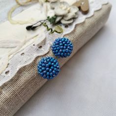 "Small iridescent blue beaded stud earrings) ♥ SIZE 15 mm (0.6\") ♥ ABOUT  ~ I used high quality Czech Seed Beads  ~ Light Weight  ~ don't mind getting lots of attention with these earrings :)  If you like this item in a different color - send me a message, please. Feel free to communicate with me Advice on use and care * Never wear any jewelry while bathing or showering. Chlorine can cause damage. Please do not swim and did not take a shower in beaded jewelry * Try to avoid the drop, shock and compression of jewelry from beads Since this is handmade item, every new good may be vary slightly, but the overall look will match that shown on the photo." Bridesmaid Stud Earrings, Blue Wedding Bridesmaid, Anatomical Jewelry, Beaded Stud Earrings, Beaded Crochet Necklace, Minimalist Stud Earrings, Blue Minimalist, Minimalist Earrings Studs, Beaded Crochet